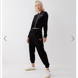 True Religion velour track suit set NWT
